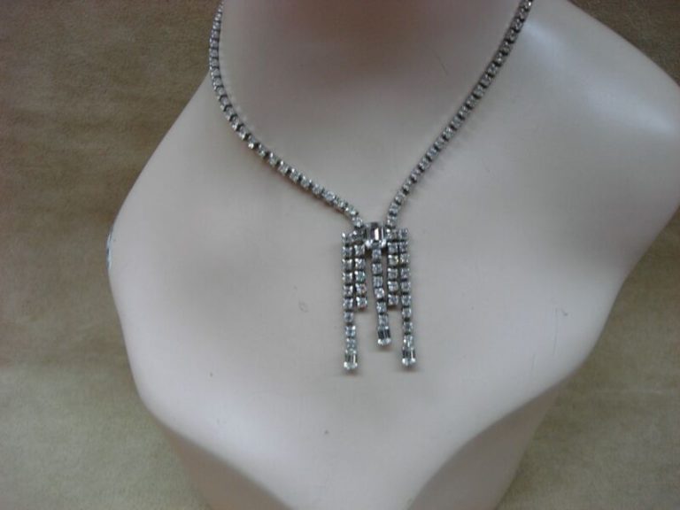 Vintage Kramer rhinestone choker necklace with a four-strand design