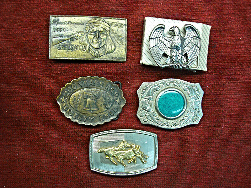 Collection of five vintage Western belt buckles