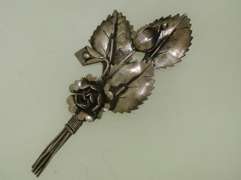 Vintage Sterling Silver Floral Bouquet Brooch Pin