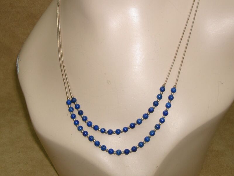 Carolyn Relios Pollack Liquid Silver and Lapis Lazuli Beaded Necklace