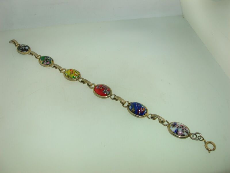 Vintage 1950s-60s Gold Filled Confetti Glass Bracelet