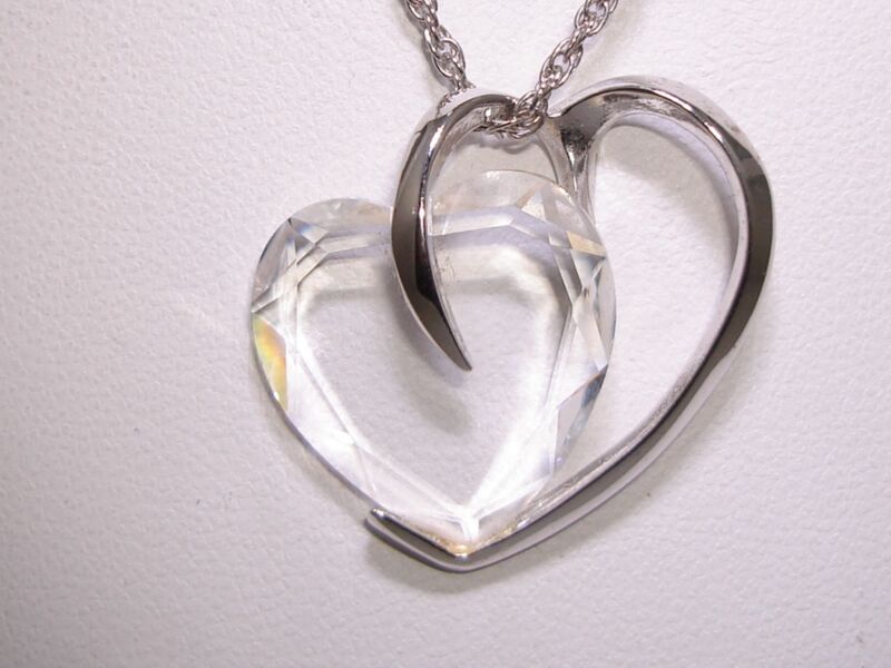Sterling silver and crystal double heart pendant necklace