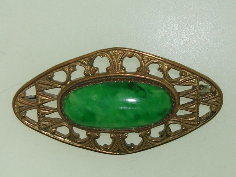 Art Nouveau Filigree Brooch with Peking Glass