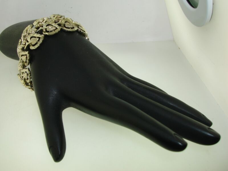 Vintage Coro gold-tone leaf bracelet with Pegasus logo