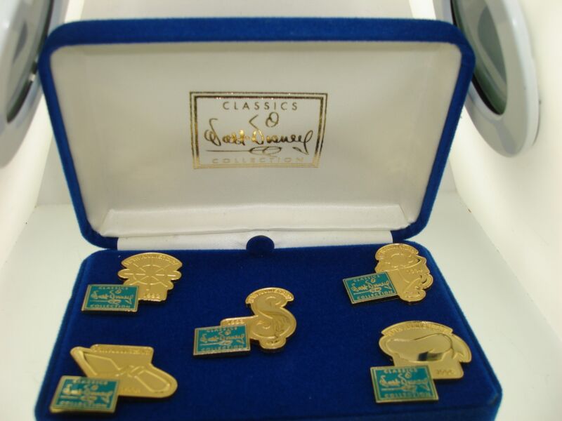 Mint Disney Classics Collection Pins Set (1992-1996) in original blue velvet box
