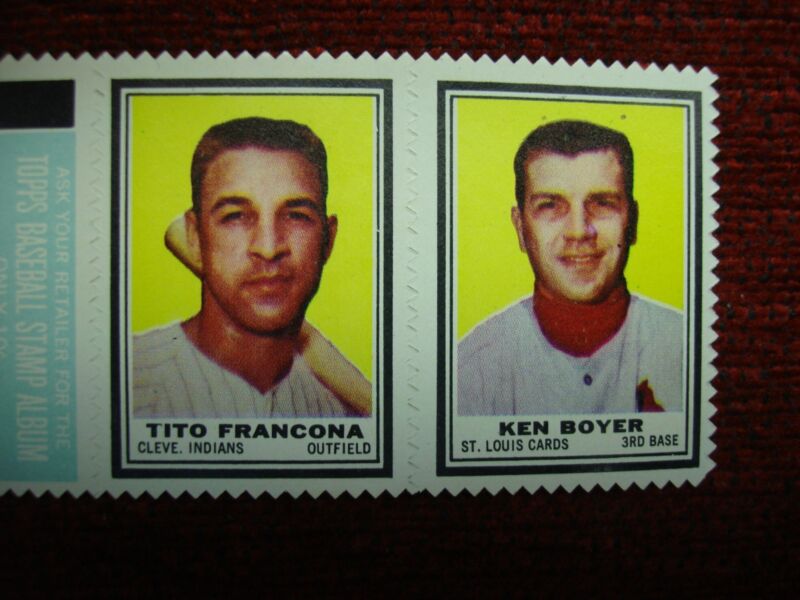 1962 Topps Stamp Panel of Tito Francona and Ken Boyer
