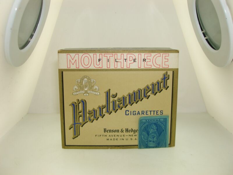 Vintage 1950s Benson & Hedges Parliament cigarette box with filter