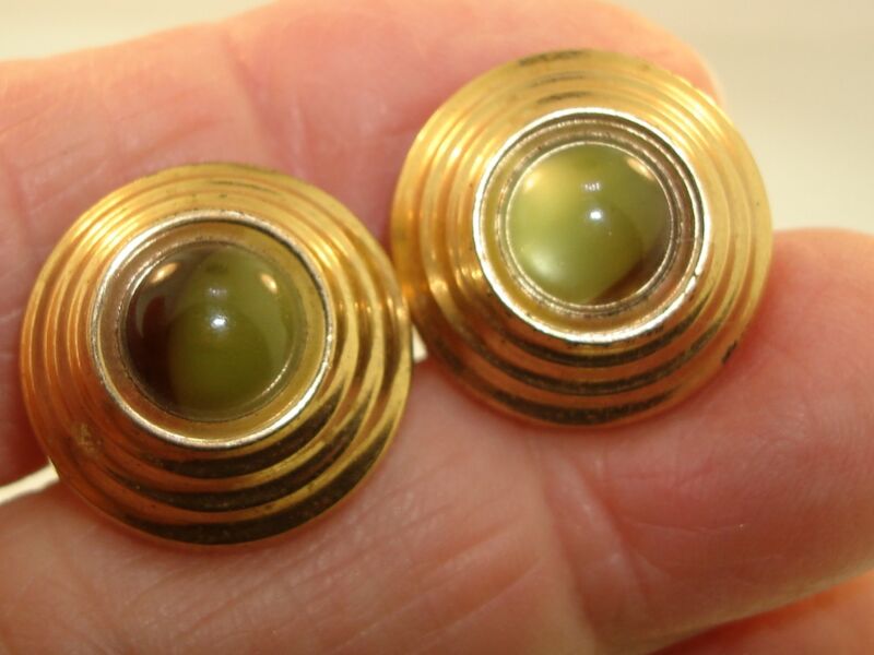 Vintage Kreisler Quality Rolled Gold Faux Cat Eye Cufflinks (1940s-50s)