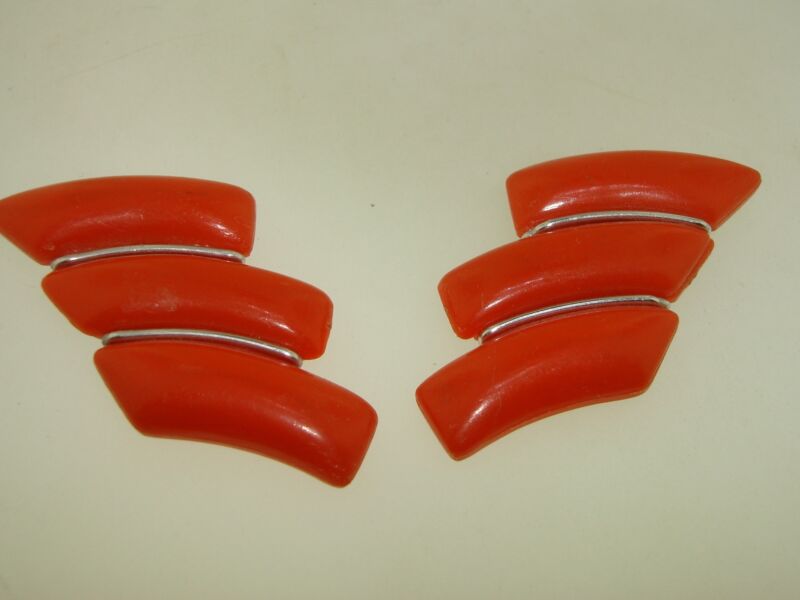 Vintage 1960s Western Germany orange lucite clip-on earrings