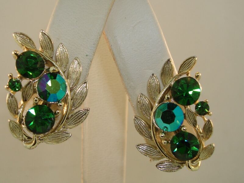 Vintage Lisner Aurora Borealis Rhinestone Earrings