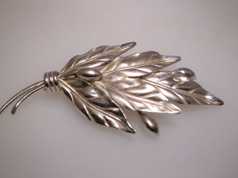 Vintage Carl Art Sterling Silver Leaf Pin Brooch