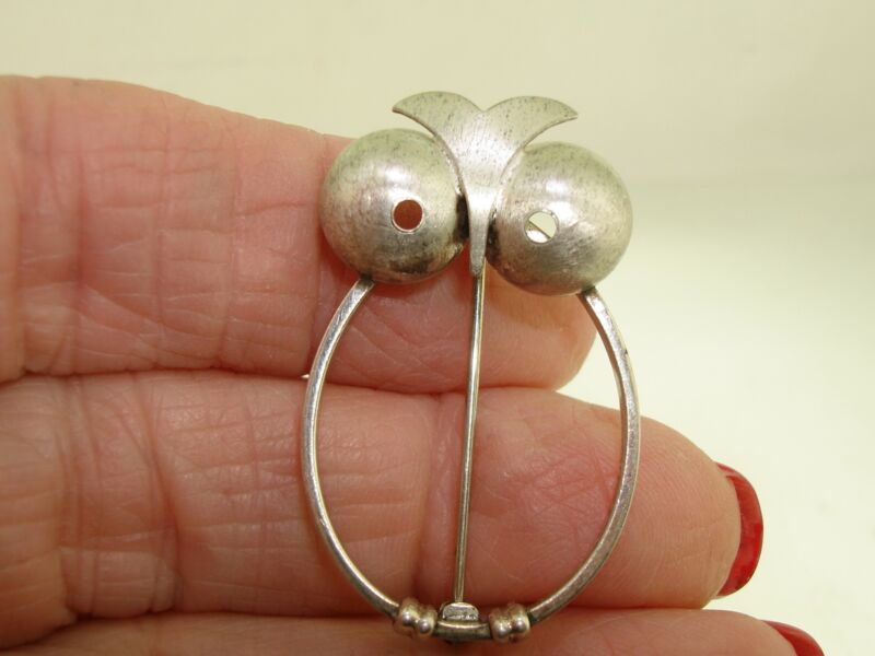 Vintage Danecraft Sterling Silver Owl Pin