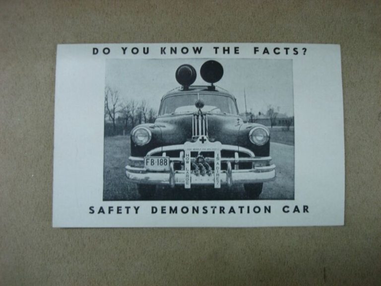 1950s vintage automobile safety pamphlet, Farm Bureau braking chart and Chevrolet