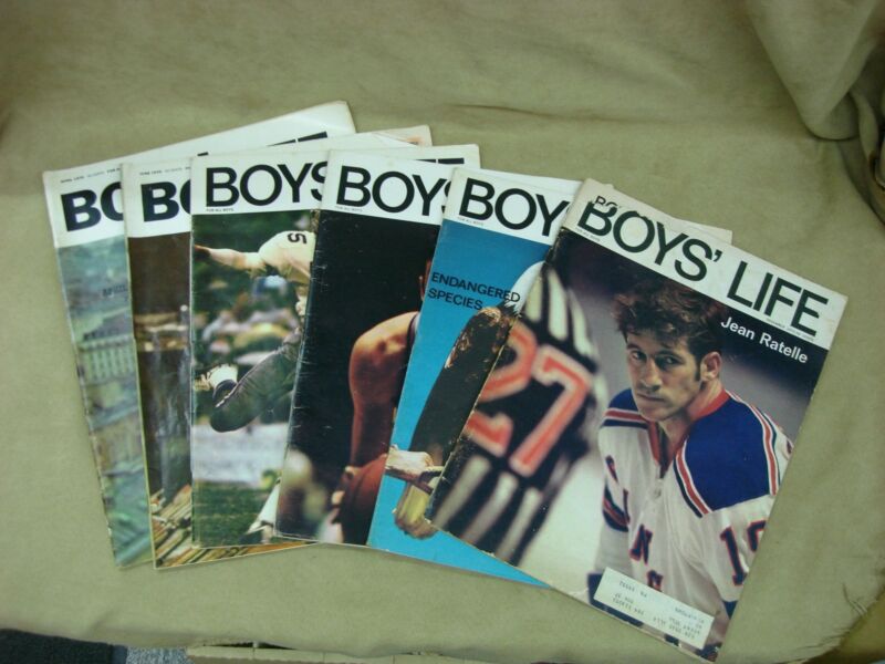 Six vintage Boys' Life magazines from the 1970s, BSA