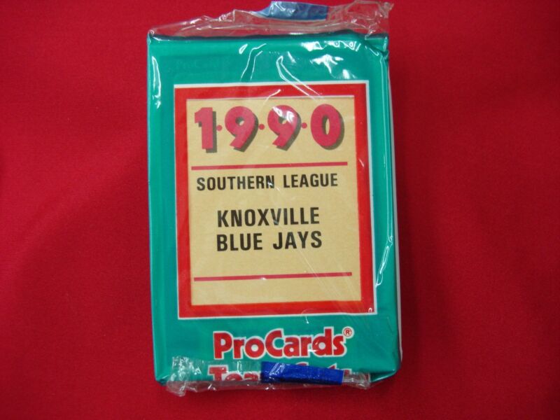 Factory sealed 1990 ProCards Minor League Baseball Team Set of the Knoxville Blue Jays, featuring Pat Hentegen and Juan Guzman.