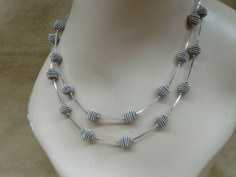 Vintage Trifari silver twisted station necklace, 1970s-80s, 36 inches
