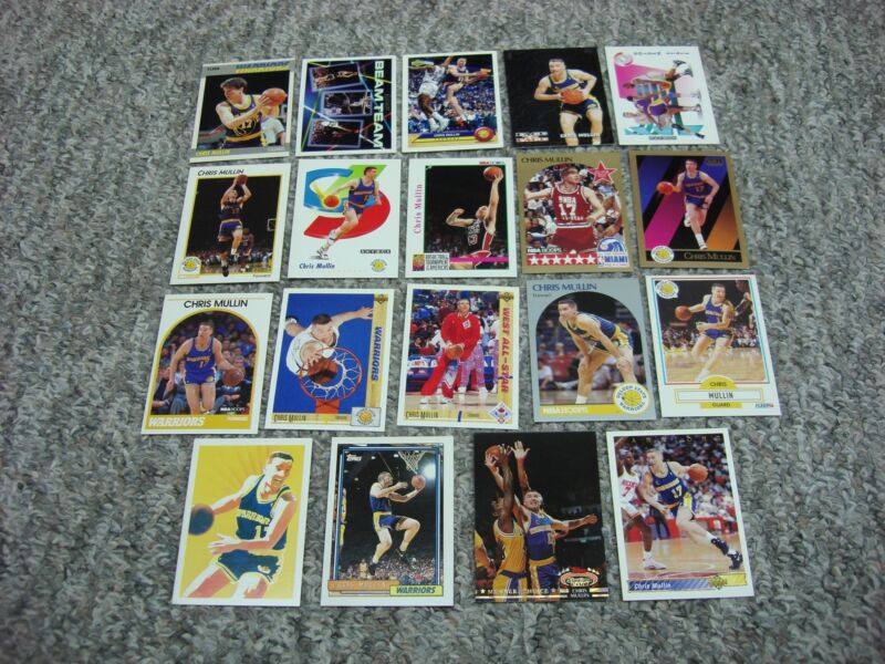 Collection of 15 Chris Mullin basketball cards, including Fleer rookie card and Stadium Club inserts.