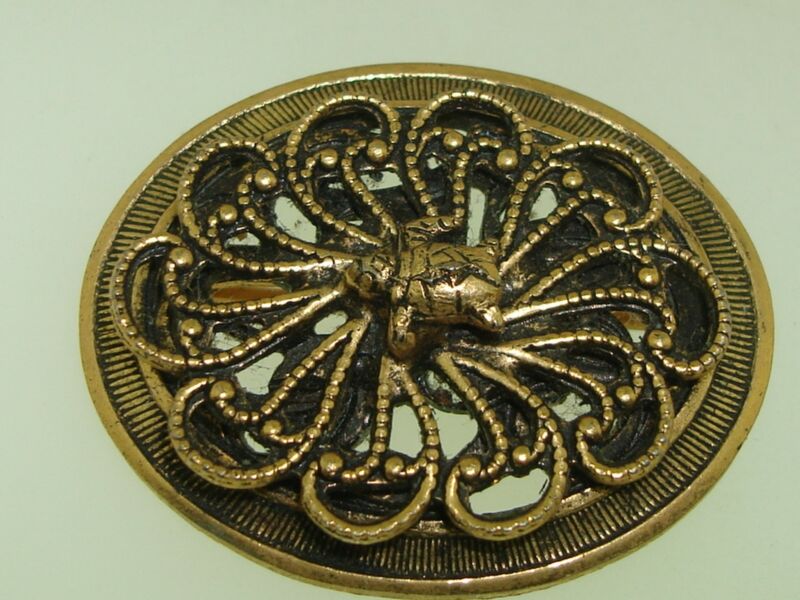 Vintage 1960s Freirch gold-washed filigree turtle pin/brooch
