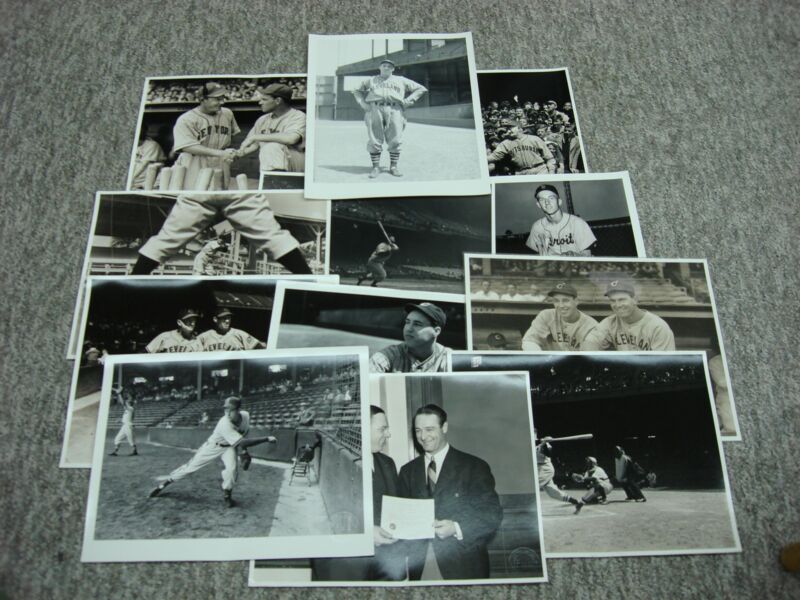 Set of vintage baseball photographs featuring Babe Ruth, Honus Wagner, and Lou Gehrig.