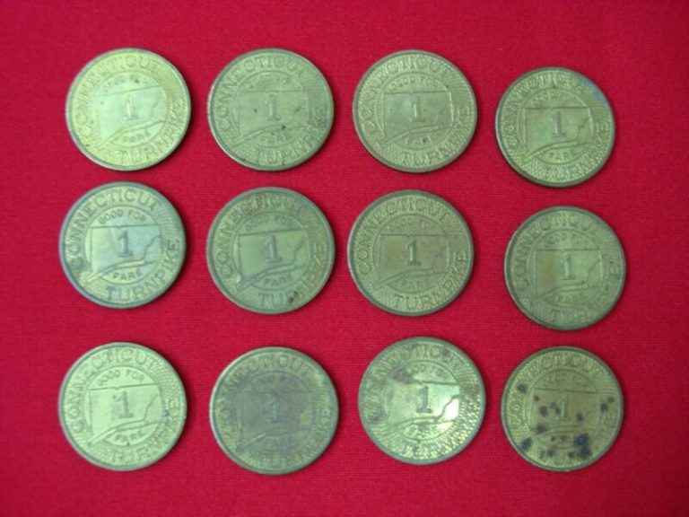 Set of 12 vintage Connecticut Turnpike tokens