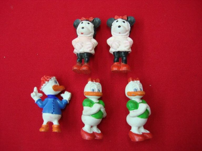 Vintage Disney character figures from Walt Disney Productions Hong Kong, 1966. Set of 5.