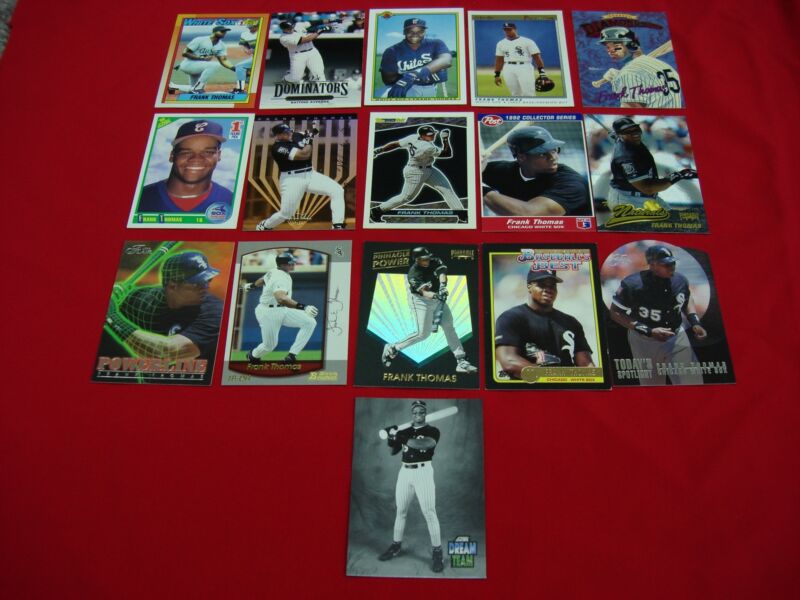 Vintage Frank Thomas baseball cards, 16-piece collection including rookie cards, inserts, and parallels