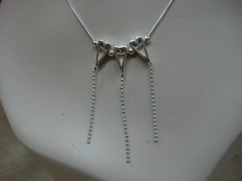 Sterling Silver 3 Heart Necklace