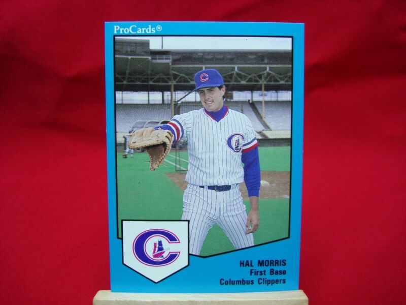 Collection of 1989 ProCards Minor League Baseball cards from the Columbus Clippers, including Hal Morris card #743