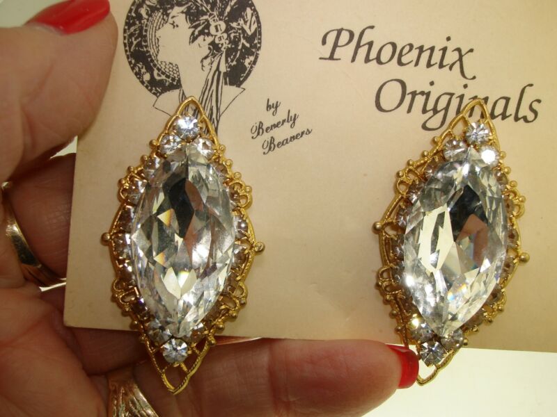 Vintage Phoenix Originals by Beverly Beavers clip-on earrings, new old stock