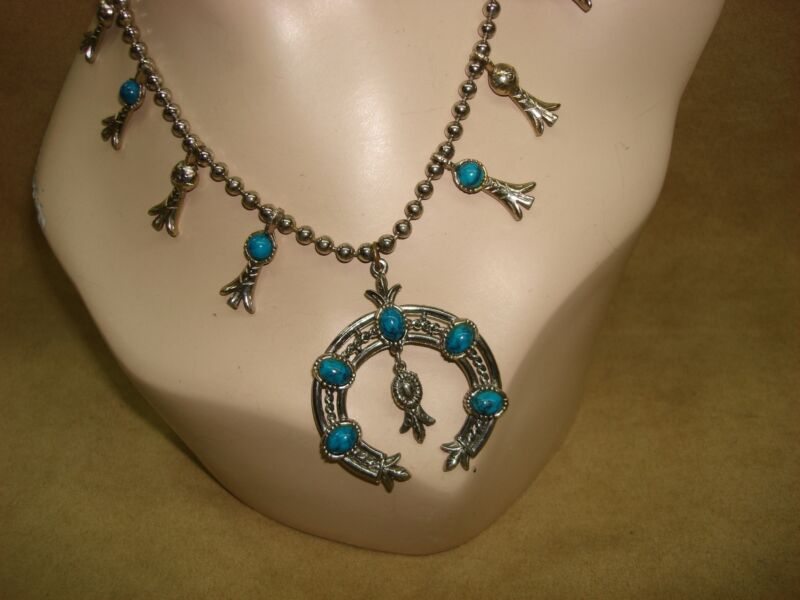 Vintage Arthur Pepper Faux Turquoise Squash Blossom Necklace