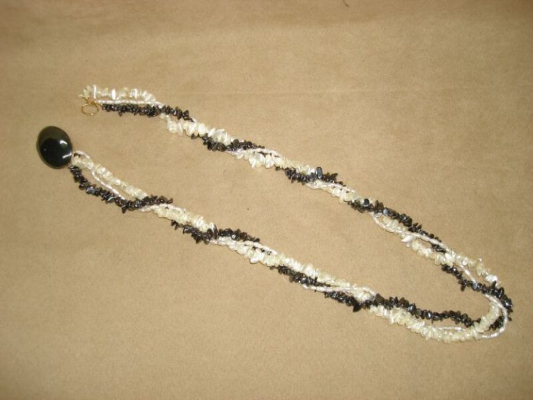 Vintage Hematite & Freshwater Pearl 3-Strand Necklace/Belt