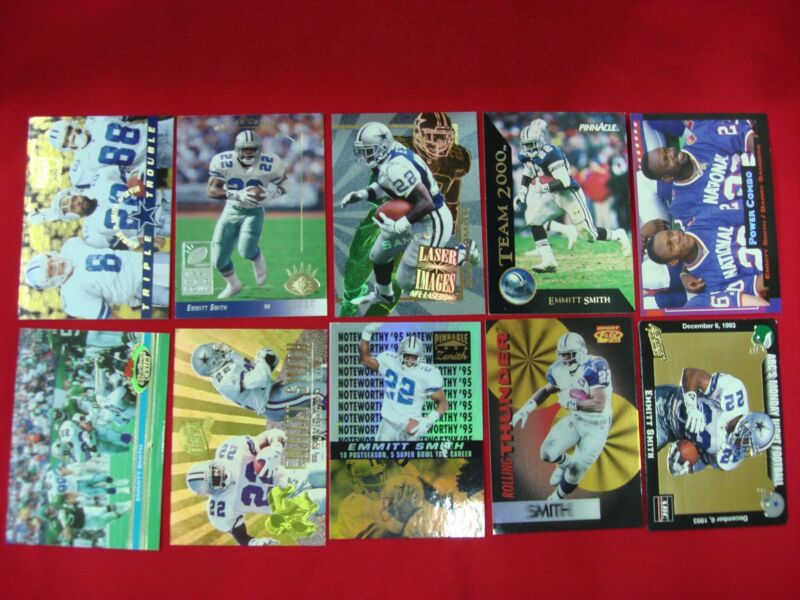 Vintage Emmitt Smith Dallas Cowboys Football Cards (10-Card Set) - Excellent Condition