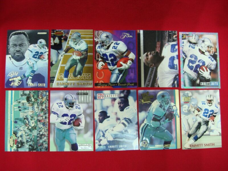 10 Emmitt Smith Dallas Cowboys Vintage Football Cards