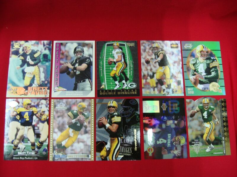 10 Brett Favre Green Bay Packers Football Cards - Hall of Fame Collection