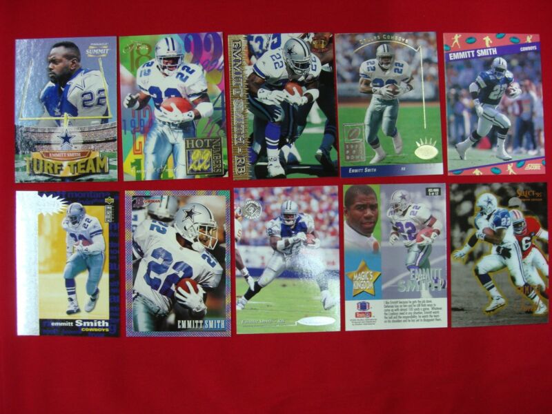 Vintage Emmitt Smith Dallas Cowboys Football Card Collection