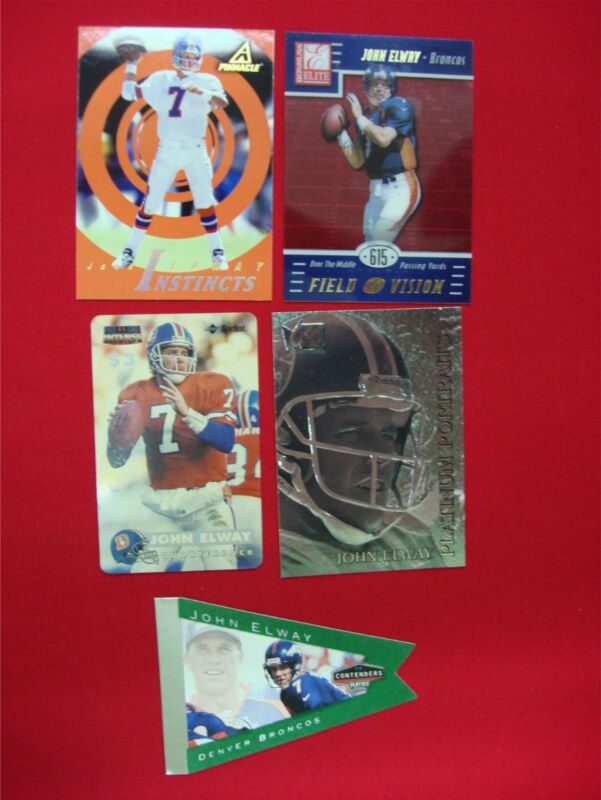 Vintage John Elway Denver Broncos Football Card Set (5 Cards)