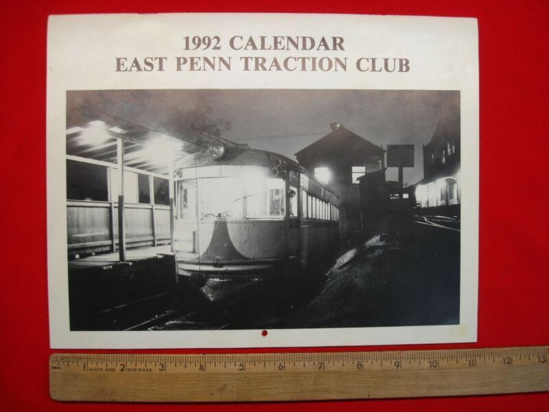 Vintage 1992 East Penn Traction Club calendar featuring old-time Philadelphia trolleys
