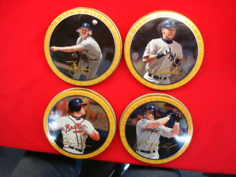 1997 Topps Screen Plays Tin Card Lot featuring Jeter, Chipper, Bagwell & Johnson with flicker cards