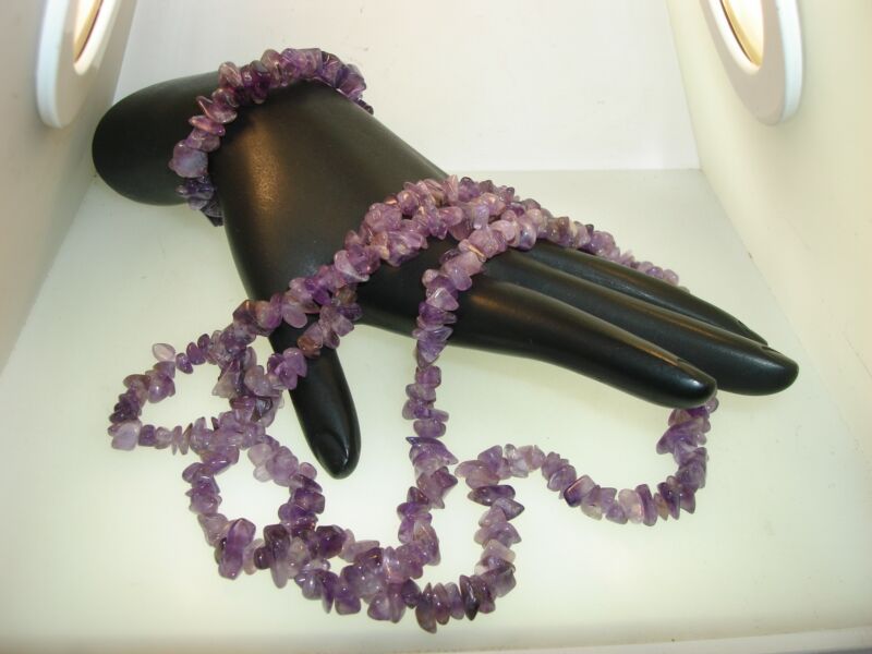 Genuine amethyst nugget necklace and bracelet set