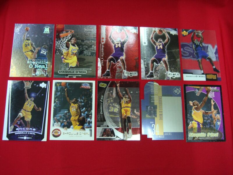 Shaquille O'Neal Lakers Card Lot (10 Cards) - Black Diamond, Metal & Red Variations