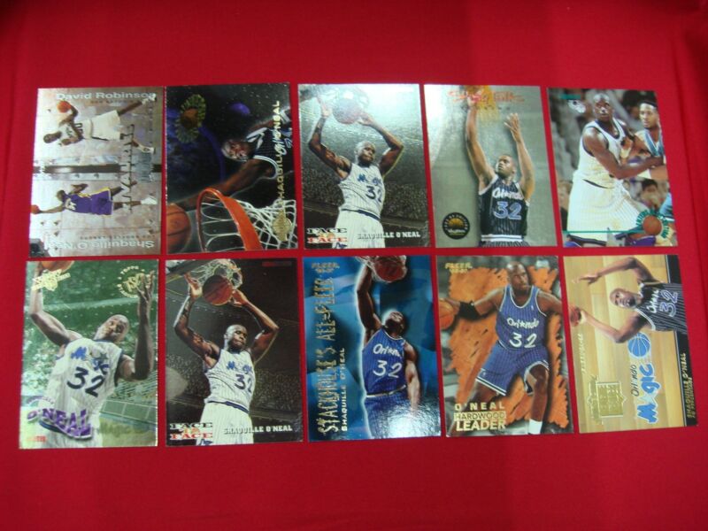 Shaquille O'Neal card lot featuring 10 cards, including 7 foil cards