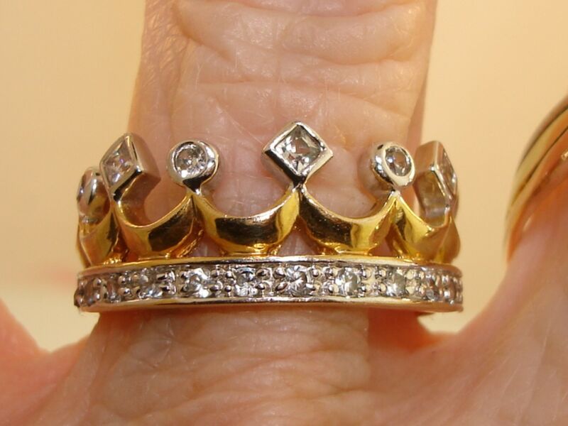 18K Gold Plated Crown of Life Ring with CZ Stones - Size 8.5