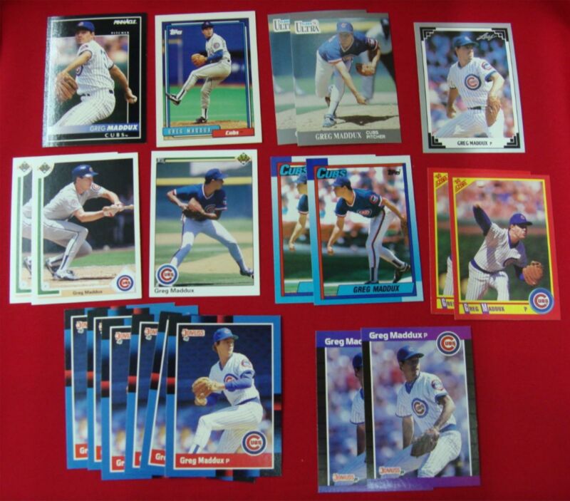 20-card lot of Greg Maddux baseball cards from the late 1980s to early 1990s in great condition.