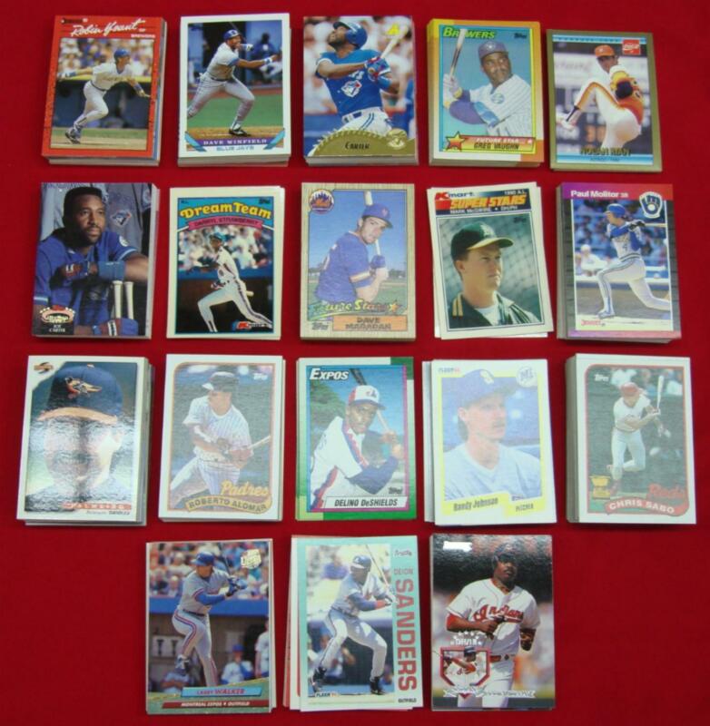 Collection of vintage baseball cards from the 1980s and 1990s