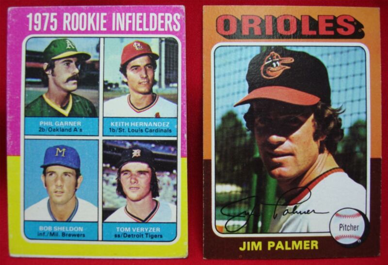 1975 Topps baseball cards of Jim Palmer (#335) and Keith Hernandez rookie card (#623)