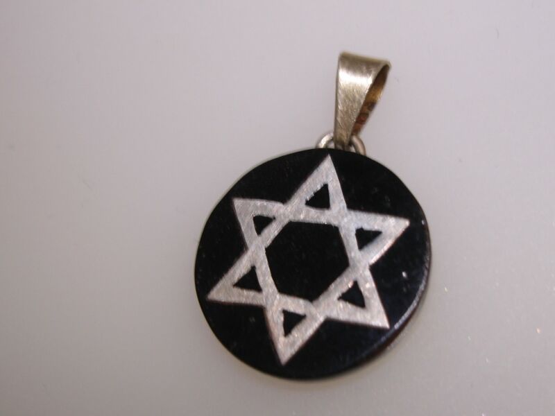 Vintage Taxco sterling silver Jewish Star pendant signed GKV, 1960s