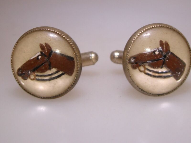 Vintage horsehead glass cufflinks