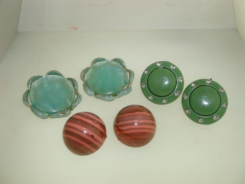 Vintage Lucite & Enamel Earrings Set (1930s-40s)