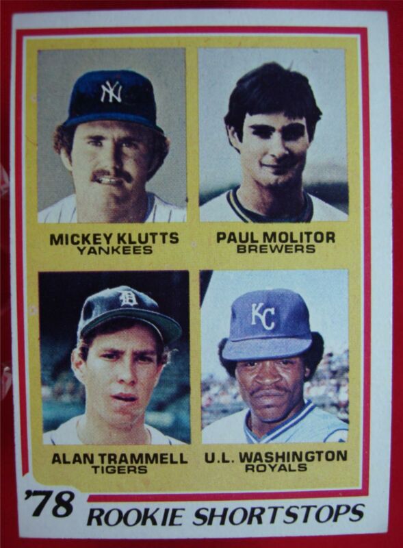 1978 Topps Baseball Rookie Shortstops Card Set #707 featuring Paul Molitor RC and Alan Trammell RC