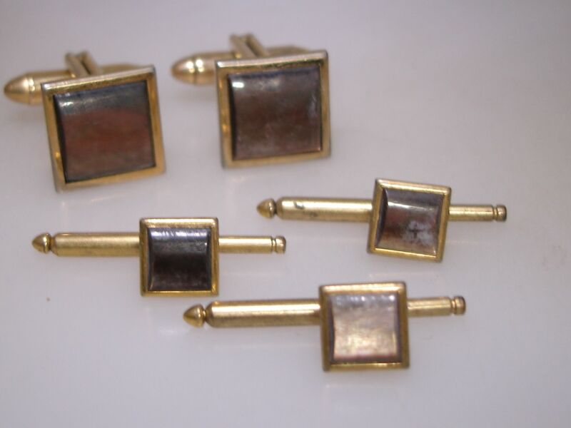 Vintage 1960s Mother of Pearl Cufflinks & Studs by Hadley & Co. USA
